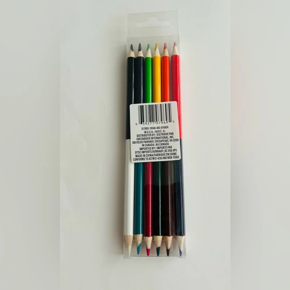 New Jot 6 Double-Ended Colored Pencils Non-Toxic Red Orange Yellow Blue Green